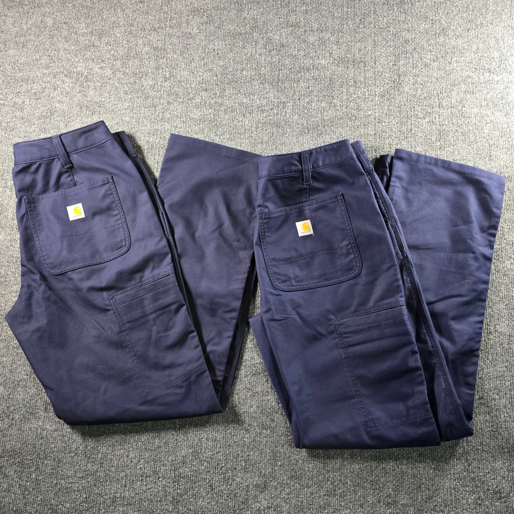 Carhartt Womens Original Fit Navy Blue Canvas Work Pants Lot of 2 Size 10 Reg